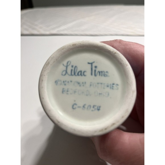 Vtg National Potteries LILAC TIME Bedford Ohio Juicer Pitcher & 5 Juice Glasses - Picture 5 of 16